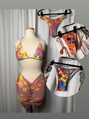 Summer Beach Bundle – Bikini Set + 2 Bottoms + Sunglasses + Cover-Up